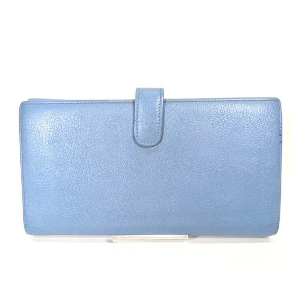 Authentic CHANEL Camellia Wallet Calfskin Wallet Light Blue - Picture 2 of 9